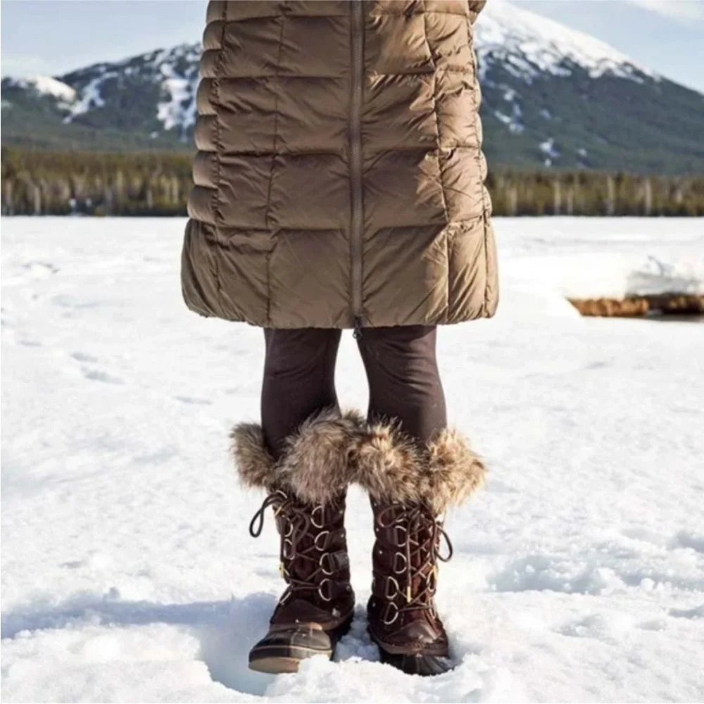 Sorel Joan Of Arctic Waterproof Fur Trim Brown Suede Lace Up Tall Winter Boots